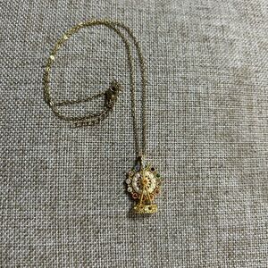 Elegant 18k layered Gold Multicolor Crystal Movable Spinning Pendant Necklace